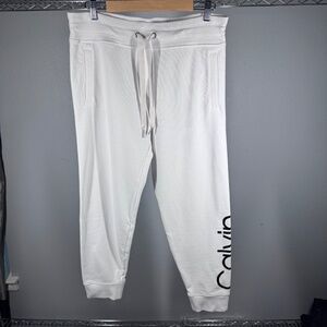 Large Women's Calvin Klein Performance French Terry White Jogger Sweatpants